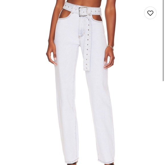 WeWoreWhat Cut out straight leg indigo denim jean - Picture 5 of 13